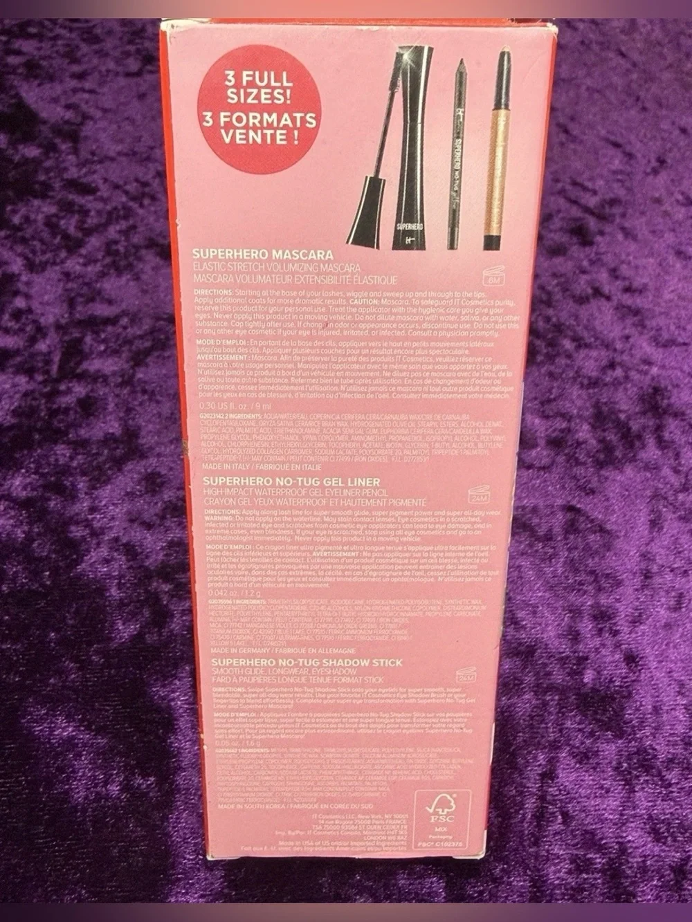 IT Cosmetics Superhero Eyes Trio ANA JAKS Shadow Stick Mascara Liner FULL SIZED